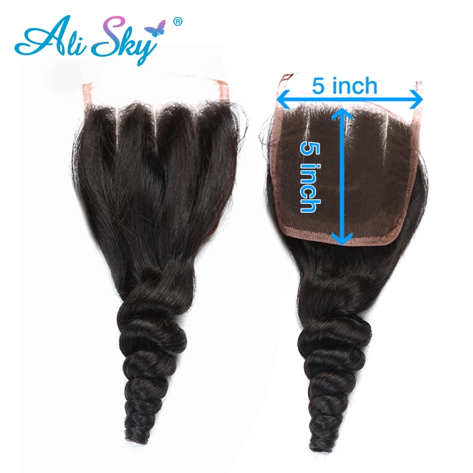 Ali Sky Brazilian Loose Wave Closure 5x5 Lace Closure Remy Hair Frontal ... - £55.48 GBP+