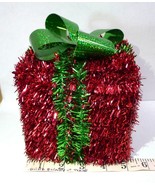 Tinsel gift box decoration indoor or porch red and green No lights - £7.11 GBP