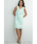 J Jill M Love Linen Aqua/Green Reef Print V-Neck Sleeveless Dress Shells... - $29.00