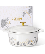 5 Qt Enameled Cast Iron Dutch Oven with Lid, Floral Design, Oven Safe to... - $75.82