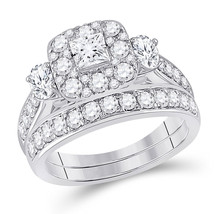14kt Two-tone Gold Princess Diamond Bridal Wedding Ring Band Set 2 Ctw - £3,007.57 GBP