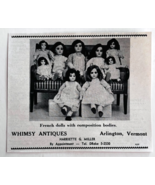 1961 Whimsy Antique Shop French Dolls Advertisement Arlington Vermont DWV10 - €17,15 EUR
