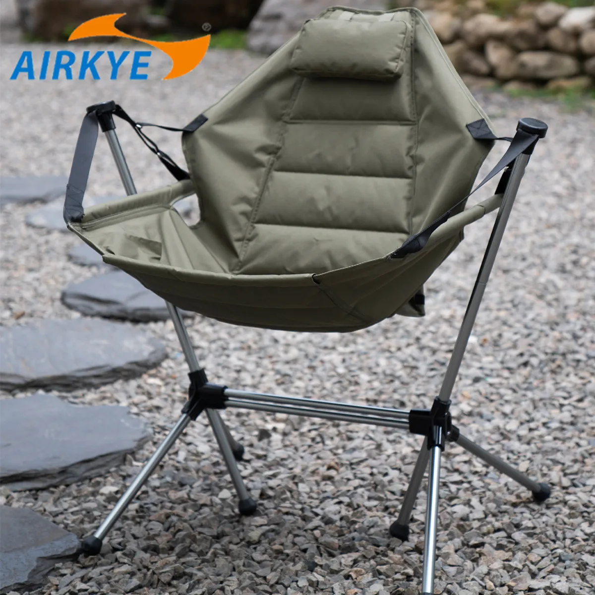 Outdoor Portable Folding Rocking Chair Lounge Chair Adult Aluminum Alloy Leisure - £153.19 GBP