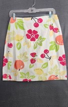 Talbots Summer Skirt Women&#39;s 10P Multicolor Fruit Floral Knee Length Cot... - $14.95