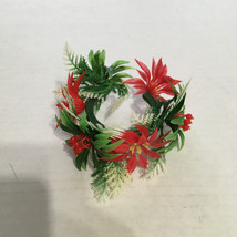 Vintage small plastic candle ring poinsettia holly Christmas holiday dec... - $19.75