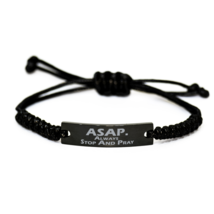 Motivational Christian Black Rope Bracelet, ASAP. Always Stop And Pray, Inspirat - £18.44 GBP