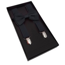 Men AB Elastic Band Black Suspender With Maching Polyester Bowtie - €4,14 EUR