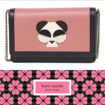 Kate Spade Gentle Panda Crossbody Leather Wallet Bag, Pink/Black, NWT - £104.11 GBP