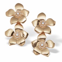 PalmBeach Jewelry Goldtone Round Crystal Floral Drop Earrings, 50x30mm - £19.50 GBP