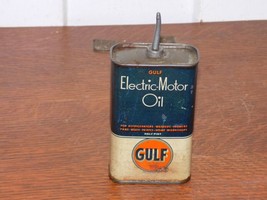 Vintage Gulf Electric Motor Oil Empty Half Pint Lead Top Can - $830.41 MXN