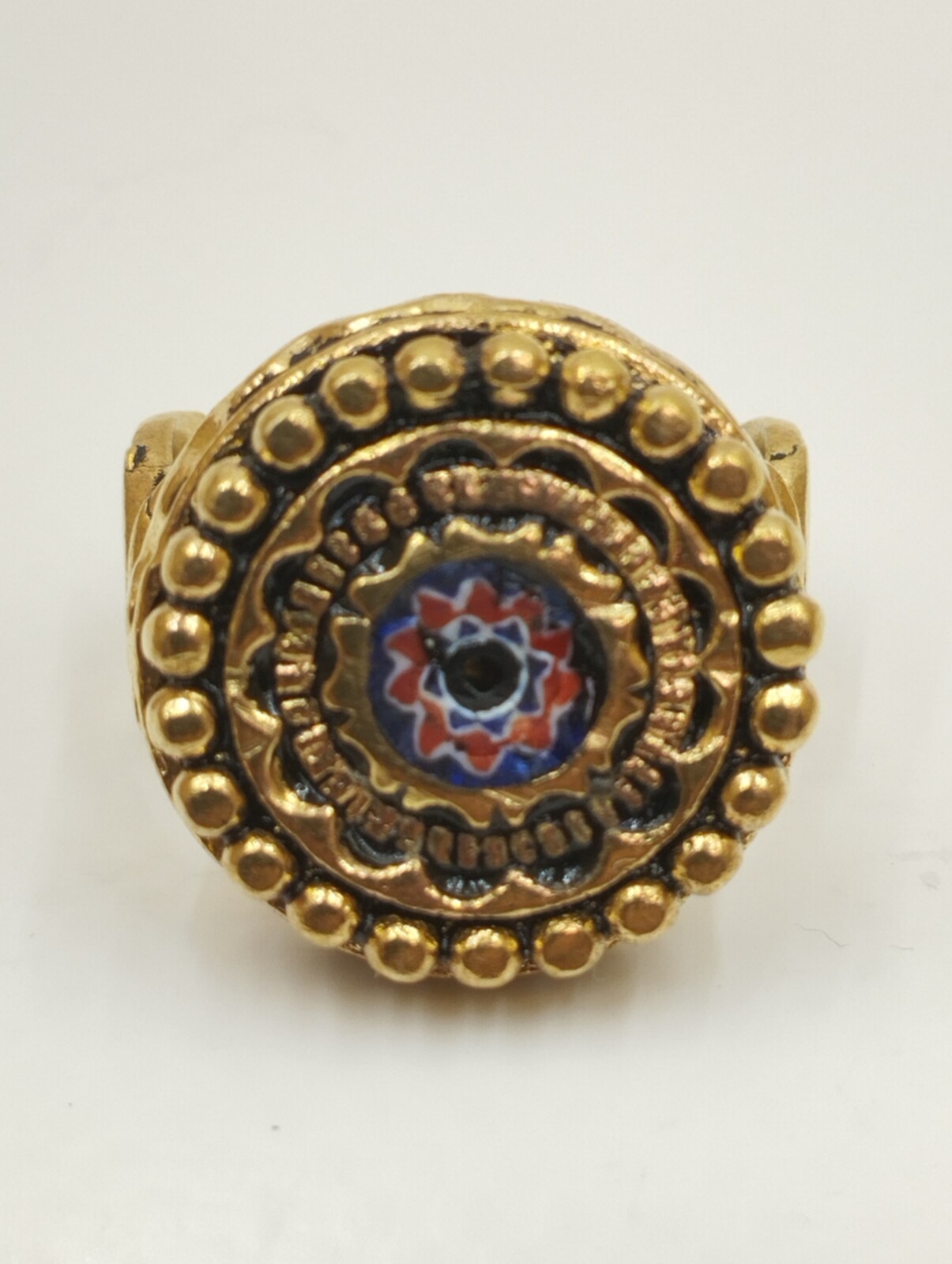 Vintage Berber Bronze Ring – Handmade Tribal Chevron Bead Design – Unique Item image 7