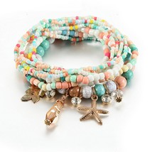 Bohemian Multilayer Colorful Beads Bracelets Bangles For Women Jewelry Boho Tass - £8.61 GBP