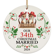 Our 34th Year Christmas Married Ornament Gift 34 Anniversary &amp; Cute Otter Couple - £12.01 GBP