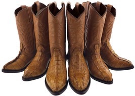 Kids Boys Cowboy Boots Genuine Crocodile Skin Honey Brown J Toe Botas Va... - $85.49