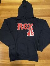 Brockton Rox Hoodie Size Medium Navy Blue Rare Mens Pullover Baseball Bo... - $17.93