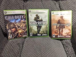 XBOX 360 3 game lot Call of Duty 3, Modern Warfare 1 &amp; 2 all complete &amp; tested - £22.34 GBP