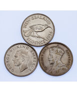 Los Von 3 Neuseeland 6 Pence Silbermünzen 1934 - 1943 XF - AU - €88,51 EUR