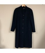 Vintage Black Long 100% Wool Pea Coat Women’s Button Front by KAREN - £68.04 GBP