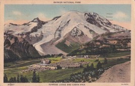 Sunrise Lodge Cabin Area Rainier National Park Washington WA 1937 Postcard D28 - $2.99