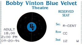 Vintage Bobby Vinton Theatre Ticket Stub September 20 1994 Branson Missouri - $24.74