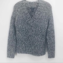 Eagles Eye Chunky Black Grey V-Neck Sweater Wool/Alpaca Blend Petite Small  - £16.20 GBP
