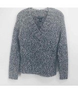 Eagles Eye Chunky Black Grey V-Neck Sweater Wool/Alpaca Blend Petite Small  - $20.32