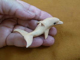 Q201-7) small baby Dolphin calf Satinwood WOOD carving wooden FIGURINE d... - £8.35 GBP