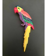 Beautiful Brooch Pin Colorful Plastic Resin Parrot 5 x 2 1/2&quot; - £10.15 GBP