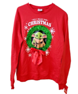 Christmas Star Wars Yoda sweater Mandalorian Wreath  Child Bow and Wreat... - $278.45 MXN