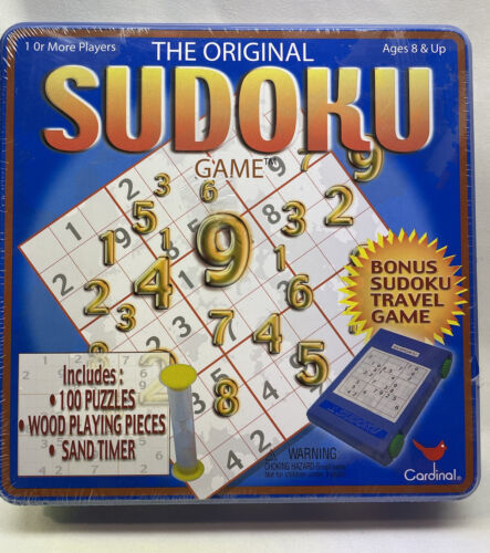 CARDINAL THE ORIGINAL SUDOKU GAME #6006 NEW/SEALED Tin 2005 +Bonus Travel Game - $6.64