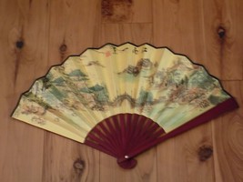 Japanese Art Print Silk Hand Folding Fan Fashion Decor Old Shanghai Harbour - £21.26 GBP