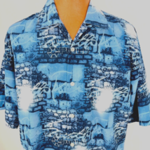 South Pole Hawaiian Aloha Medium Shirt Embroidered Geometric Tropical Brick - £31.51 GBP