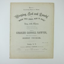 Sheet Music Weeping Sad and Lonely Charles Carroll Sawyer Civil War Anti... - $19.99