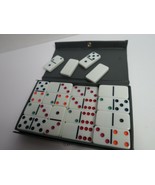 Set Of 28 Double Six Dominoes With Gray Vinyl Case - £7.99 GBP