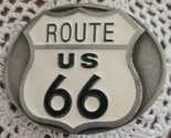 Vintage ~ 1996 ~ Historic Route 66 Highway ~ Pewter &amp; Epoxy ~ Belt Buckle - $26.18