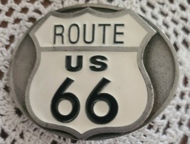 Vintage ~ 1996 ~ Historic Route 66 Highway ~ Pewter &amp; Epoxy ~ Belt Buckle - £20.60 GBP