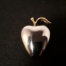 LC Liz Claiborne Silver-tone Apple Brooch w/gold-tone stem - £12.45 GBP