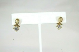 Vintage Faux Diamond Goldtone Pierced Earrings Gold Tone 49951 - £10.27 GBP