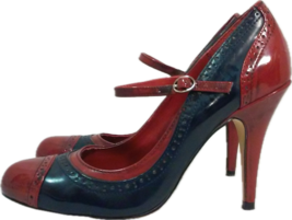 Vintage Red and Blue Mary Jane Pumps, Pin Up Girl Style, Aldo Size 40/8M - £30.67 GBP