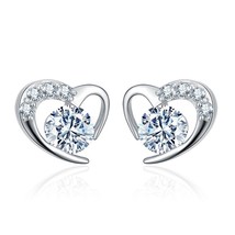 New Small White Purple Crystal Earrings for Girls Children Lovely Heart Shaped M - $13.60