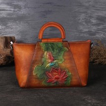 2022 New Luxury Bag Handmade Embossed Flower Retro Women Handbag First Layer Cow - £132.78 GBP