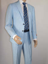 Men's ENZO Linen Spring Summer Suit Light Weight Breathable E58302-9 Light Blue image 8