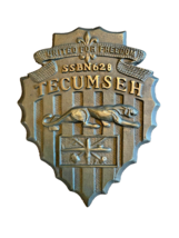 VINTAGE Brass United States Navy Wall Plaque - SSBN 628 TECUMSEH  - $93.92