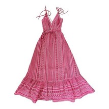 Dress the Population Fuschia White Maxi Dress Eyelet Lace Nude Lining Size Small - £155.37 GBP