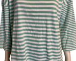Talbots Plus Green and White Striped 3/4 Sleeve Boat Neck T Shirt Size 3X - £22.35 GBP