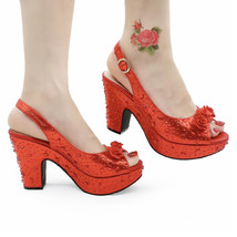 Starry Floral Shoes Women Chunky Sandals SlingbaWomen Pumps High Heeled Shoes Pa - £46.25 GBP