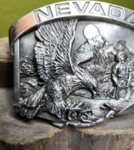 Bergamot Brass Works Belt Buckle  VTG USA NEVADA 1986 Eagle Gold Minor M... - $42.40