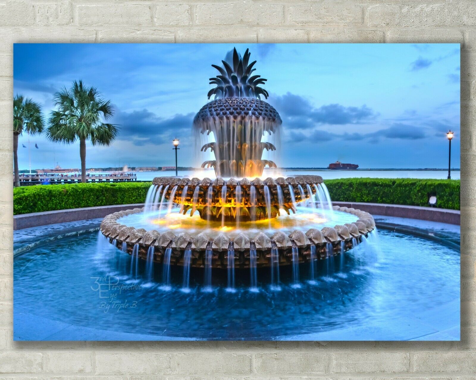 Charleston Wall Art, Pineapple Fountain - Fine Art Photo on Metal, Canva... - $31.50+
