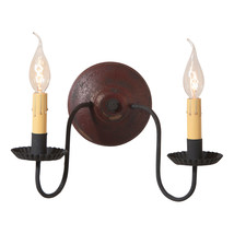 &quot;Ashford&quot; Wall Sconce Wood &amp; Metal Light Handcrafted Distressed, Red - £134.27 GBP