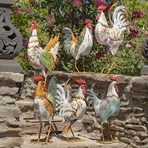 Set of 6 Assorted Iron Rooster Figurines - £382.17 GBP